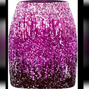 MANER Women's Sequin Skirt Sparkle Stretchy Bodycon Mini Night Out Party XL